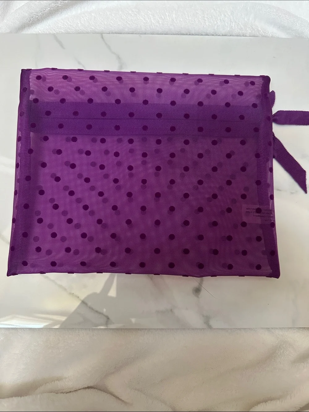 Purple Polka Dot Zip Pouch Wristlet